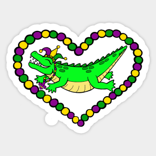 Mardi Gator Heart Sticker